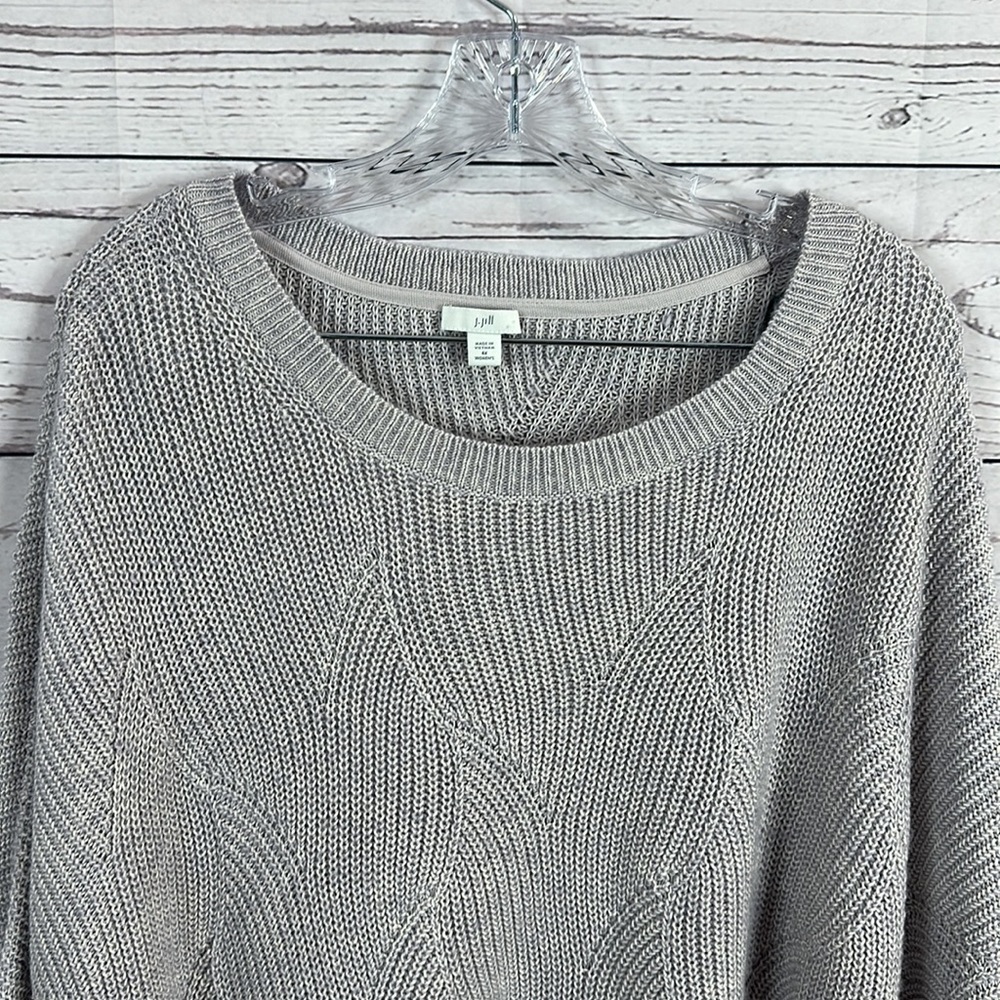 J Jill Womens Sweater Plus Size 4X Blue Gray 3/4 Sleeve knit pop over round neck - Picture 2 of 11